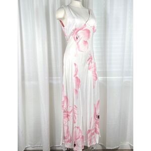 Paper Heart Anthropologie Rose Pink Floral Linen Blend Maxi Dress Medium  NEW